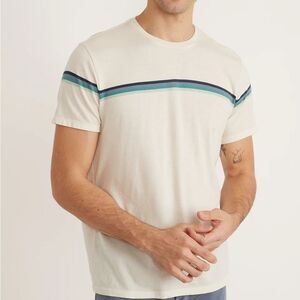 Marine layer Signature Crew Tee Natural Green‎ Stripe M/L New With Tags